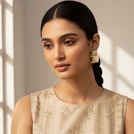 Big Rose Gold Stud Earrings for Women - High-Luster Cushion Cut