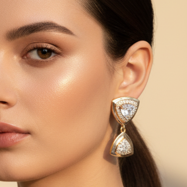 Modern Gold-Plated tringle Stud Earrings – Imitation Jewelry NK Creation