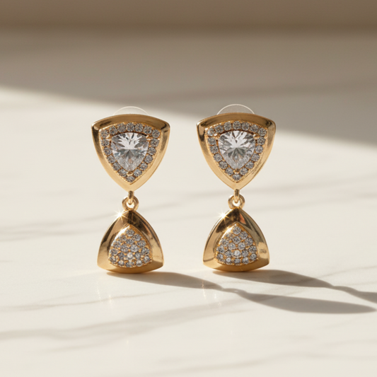 Modern Gold-Plated tringle Stud Earrings – Imitation Jewelry NK Creation