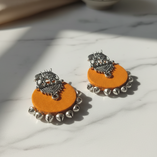 Orange Oxidized Stud Earrings – Handmade by NK Creation | Only ₹199