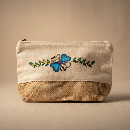 Mini Madhubani Hand Purse – Handpainted Mithila Art Wallet