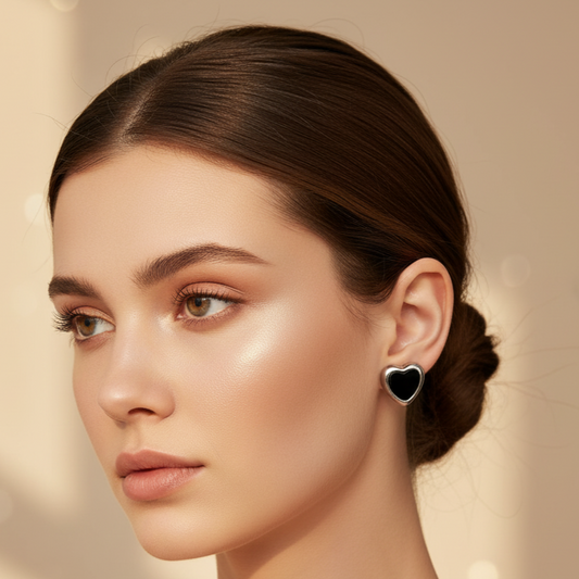 Black Enamel Bow Drop Earrings with Pearl Stud & CZ Dangles