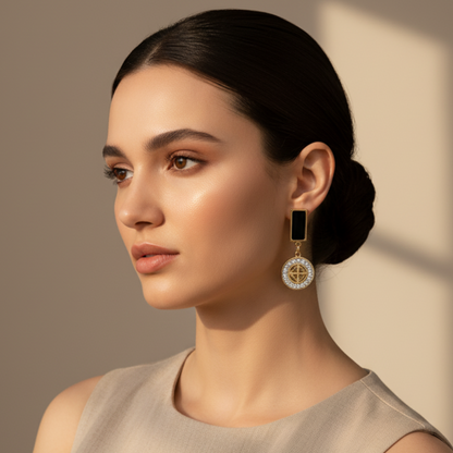 NK Creation Xuping Black Stone Hanging Earrings – Imitation Jewelry Gujarat