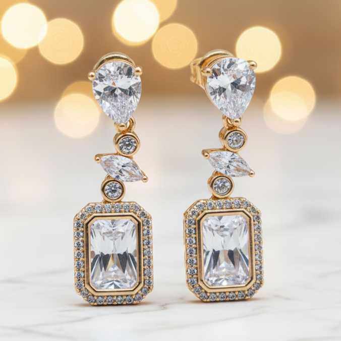 NK Creation Xuping Stone Hanging Earrings – Imitation Jewelry Gujarat