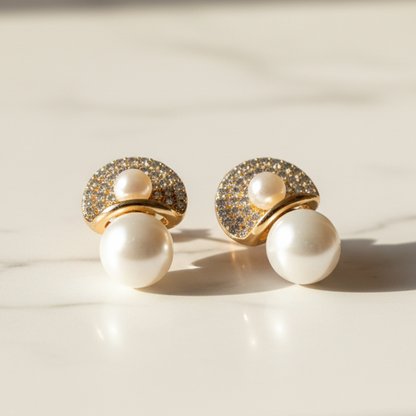 NK Creation Floral/Cluster Gold Stud Earrings – Premium Imitation Jewelry