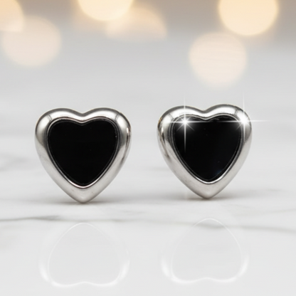 Black Enamel Bow Drop Earrings with Pearl Stud & CZ Dangles