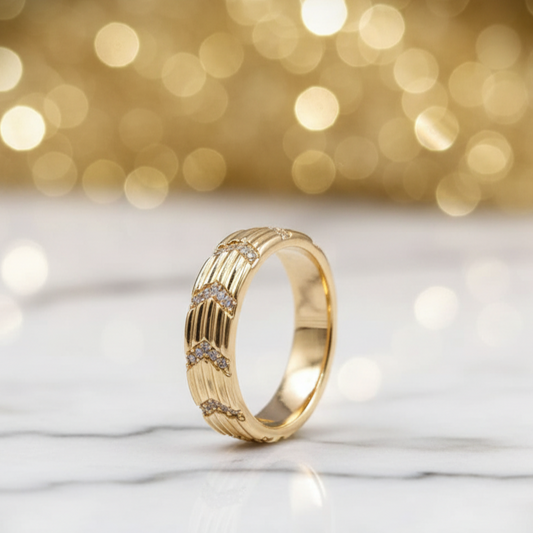 Classic Round CZ Solitaire Ring - Gold-Plated Halo Engagement Style