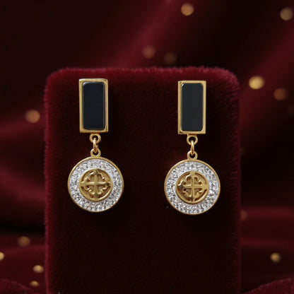 NK Creation Xuping Black Stone Hanging Earrings – Imitation Jewelry Gujarat