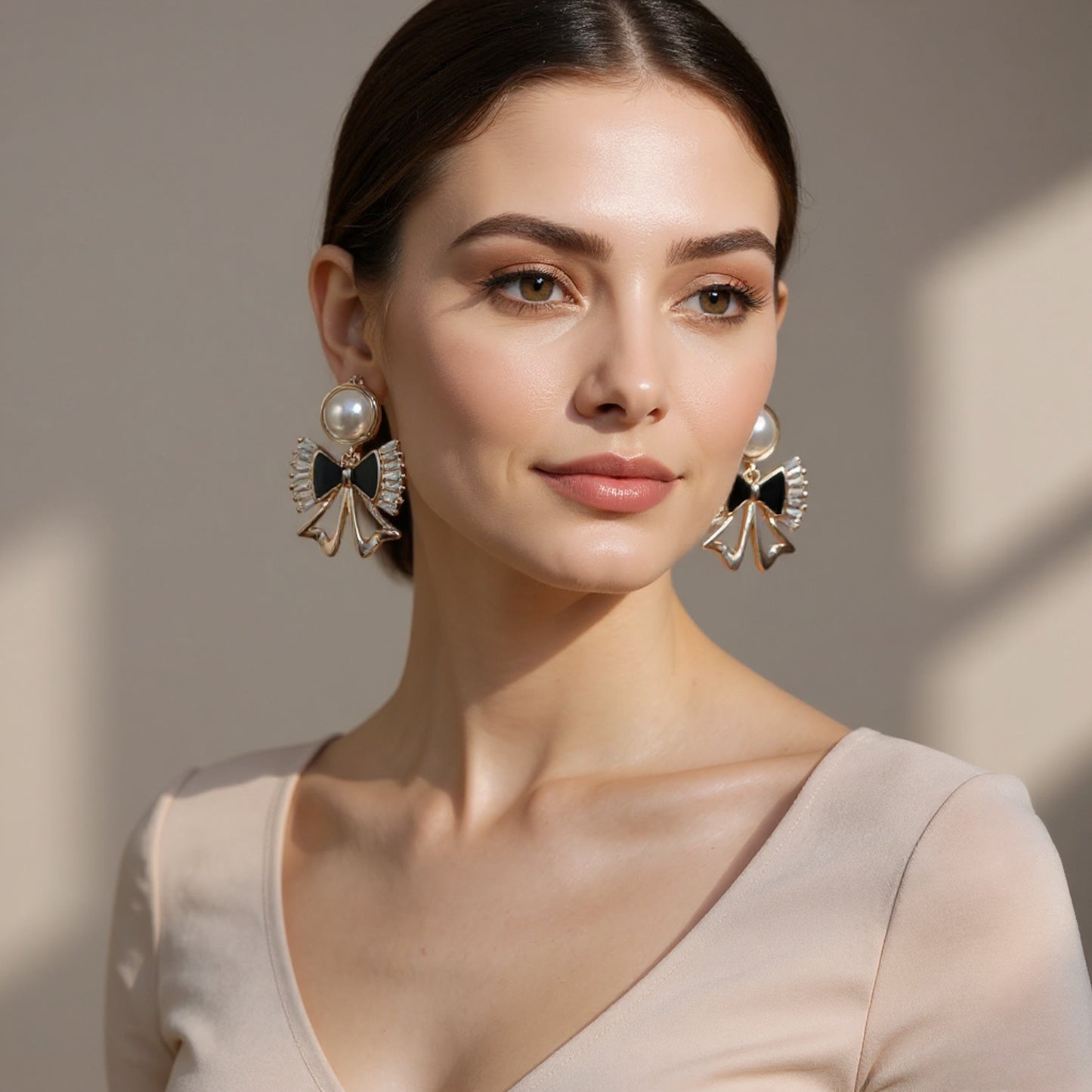 Gold Star & Square Pearl Drop Earrings - CZ Dangle Jewelry