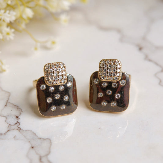 Big Rose Gold Stud Earrings for Women - High-Luster Cushion Cut